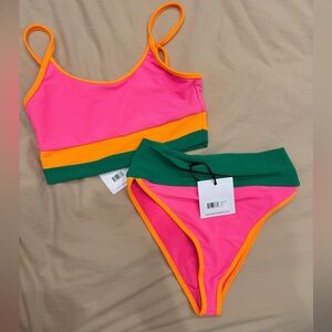 NWT | Beach Riot Neon Pink Bikini Set